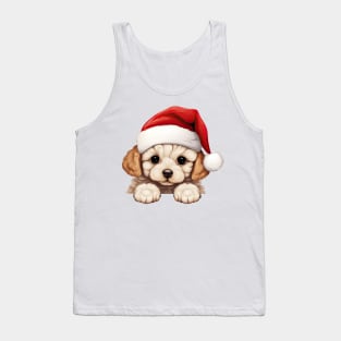 Christmas Peeking Bichon Frise Dog Tank Top